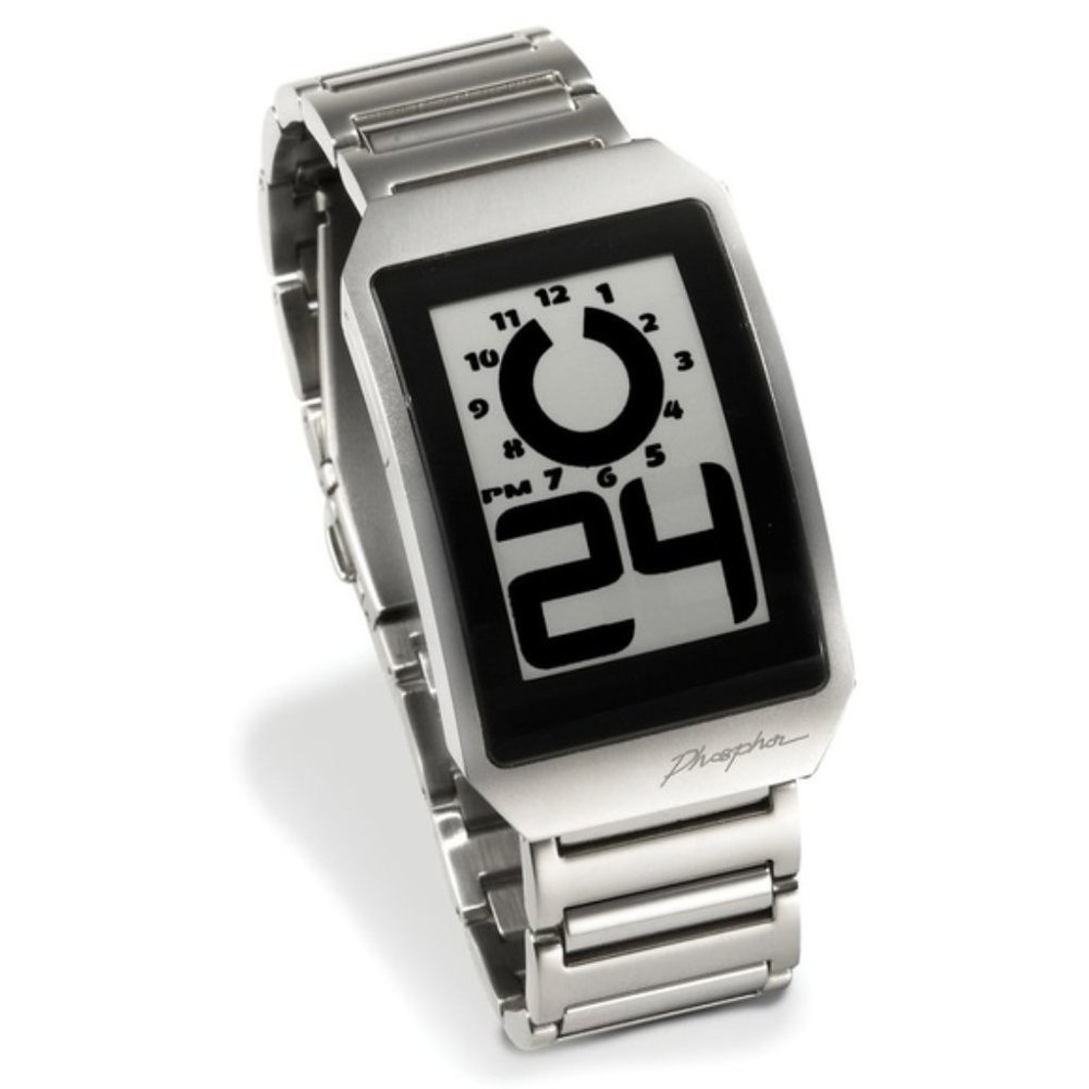 Rare Phosphor E-Ink Digital Watch with Steel Band